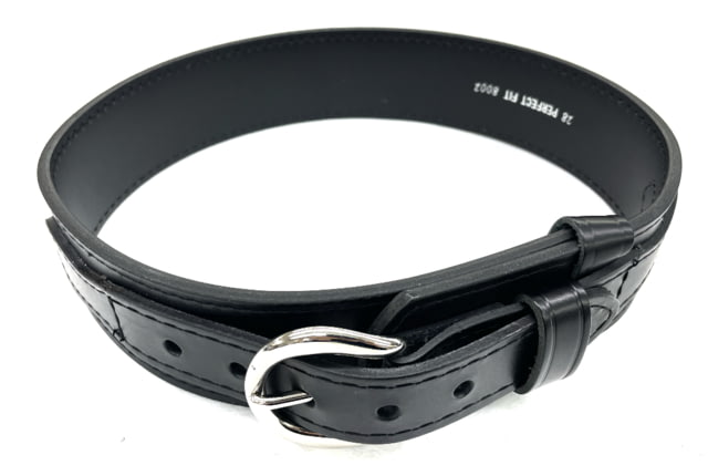 Perfect Fit 2.25in Leather Ranger Belt Plain Chrome Buckle Black 46