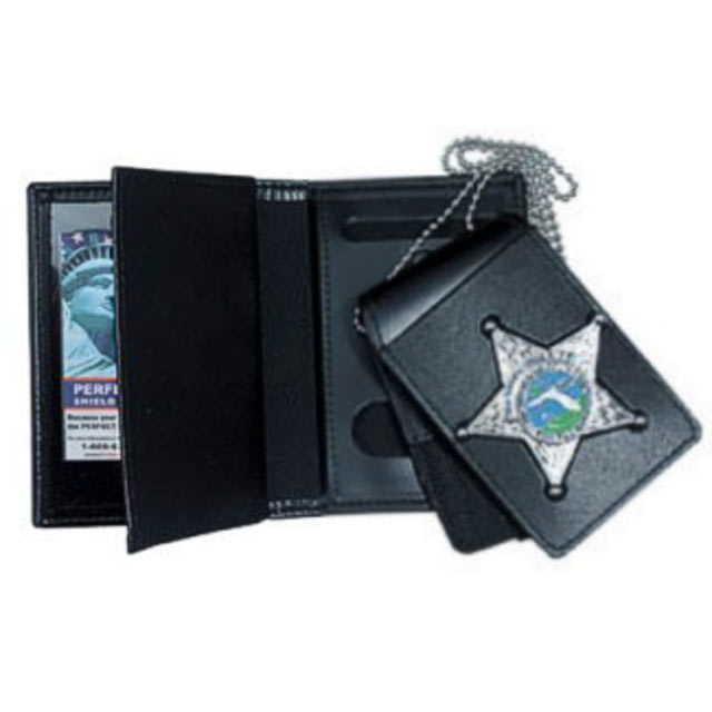 Perfect Fit 4-in-1 Dress Leather Badge & Double ID Case w/ chain - 3.25in x5.00in - Perfect Fit