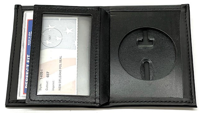 Perfect Fit Dress Leather Badge Wallet w/ CC Slots & Double Sided ID Section - Perfect Fit