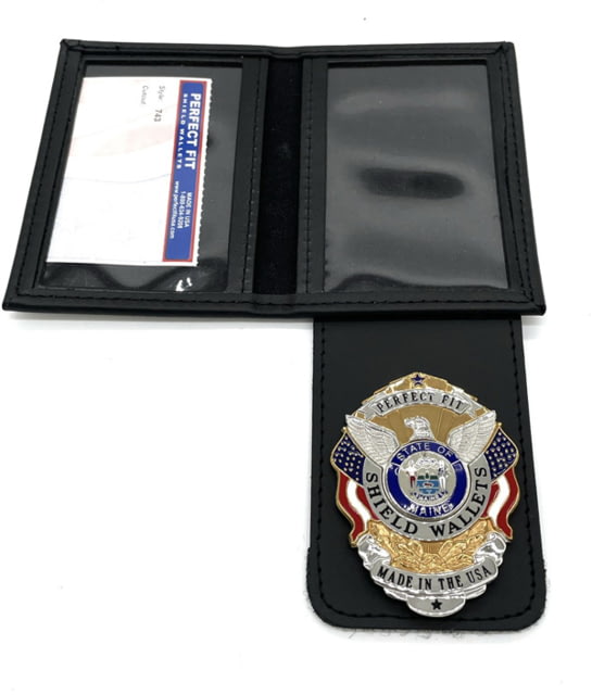 Perfect Fit Dress Leather Double ID Case w/ Badge Flap - 2.75in x4.25in - Perfect Fit