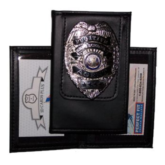 Perfect Fit Dress Leather Double ID Case w/ Badge Flap - 3.00in x5.00in - Perfect Fit