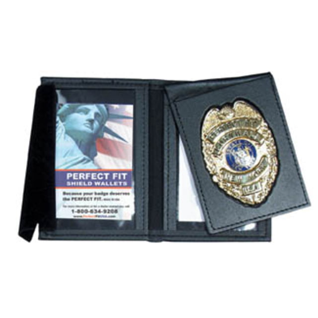Perfect Fit Dress Leather Flip Out Badge & Double ID Case - 3.25in x4.75in - Perfect Fit