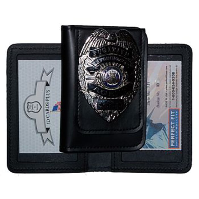 Perfect Fit Duty Leather Double ID Case w/ Badge Flap - 2.75in x4.50in - Perfect Fit