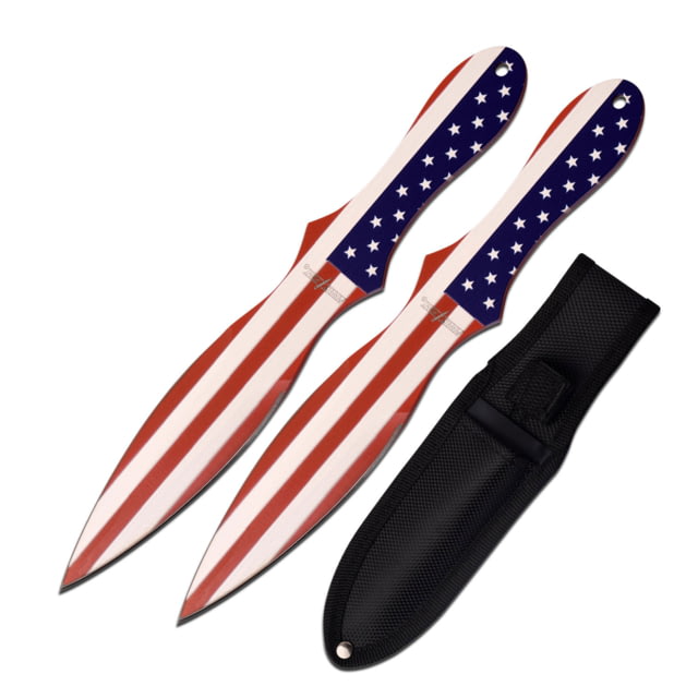 Perfect Point 2 Throwing Knives Set 3Cr13 Stainless Steel Stainless Steel USA Flag - Perfect Point