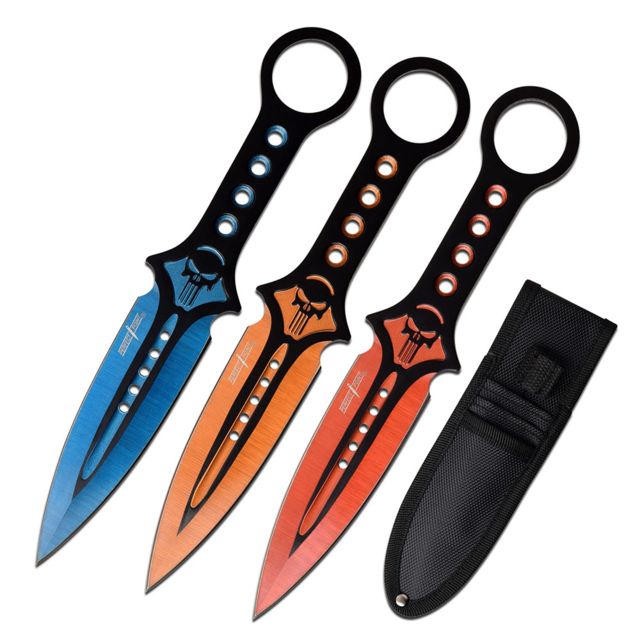 Perfect Point Throwing Knife 7.5in Overall Black/Red/Orange/Blue - Perfect Point