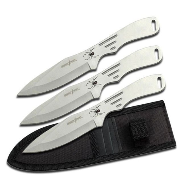 Perfect Point Tactical 8in Stainless Steel Blade Silver Stainless Steel Handle - Perfect Point