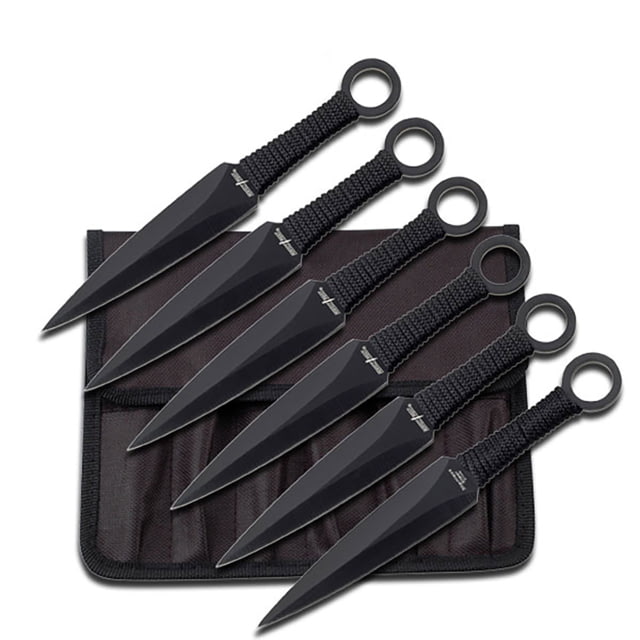 Perfect Point Throwing Knives Pack of 6 Stainless Steel Black Cord Wrapped Handle - Perfect Point