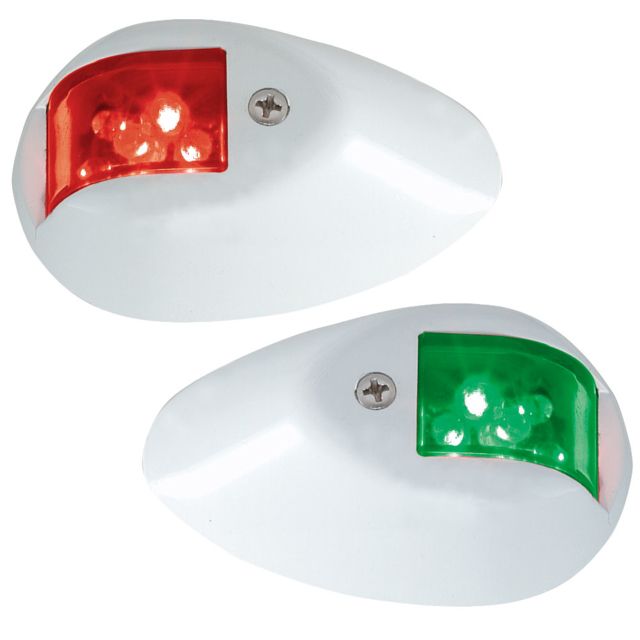 Perko LED Side Lights - Red/Green - 12V - White Epoxy Coated Housing - Perko