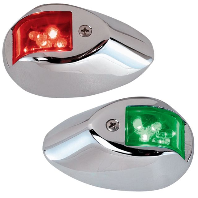 Perko LED Sidelights - Red/Green - 12V - Chrome Plated Housing - Perko
