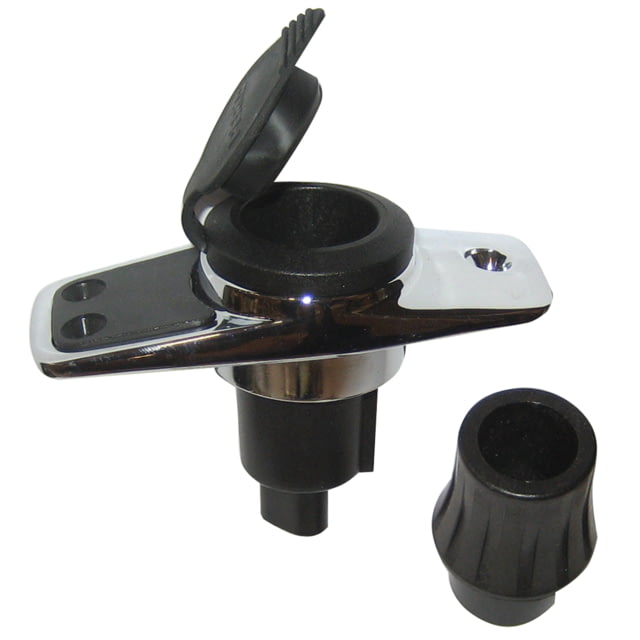 Perko Locking Collar Pole Light Mounting Base w/ Black Cover 2 Pin Chrome Plated