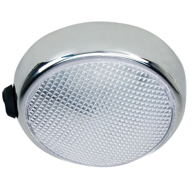 Perko Round Surface Mount LED Dome Light - Chrome Plated - w/Switch - Perko