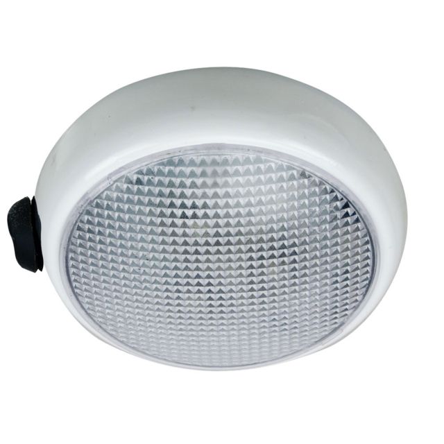 Perko Round Surface Mount LED Dome Light - White Powder Coat - w/ Switch - Perko