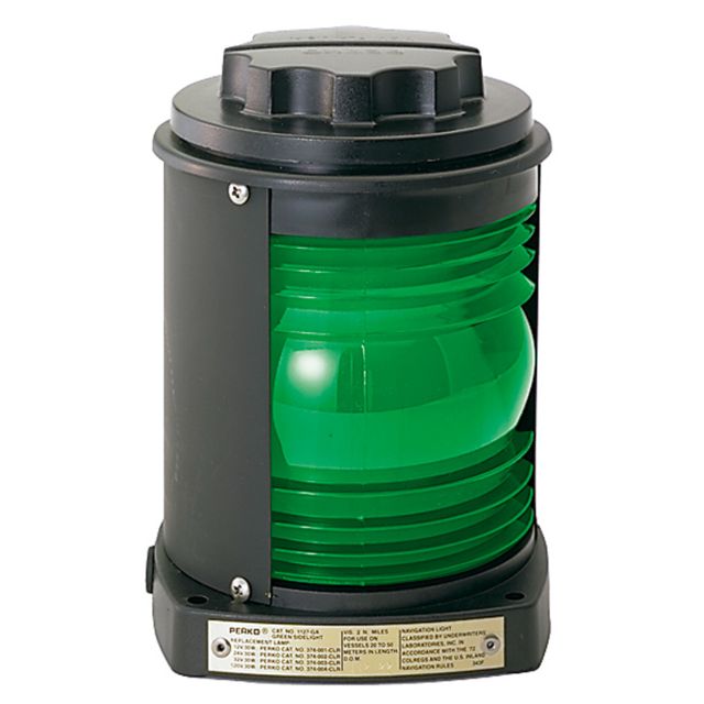 Perko Side Light - Black Plastic Green Lens - Perko