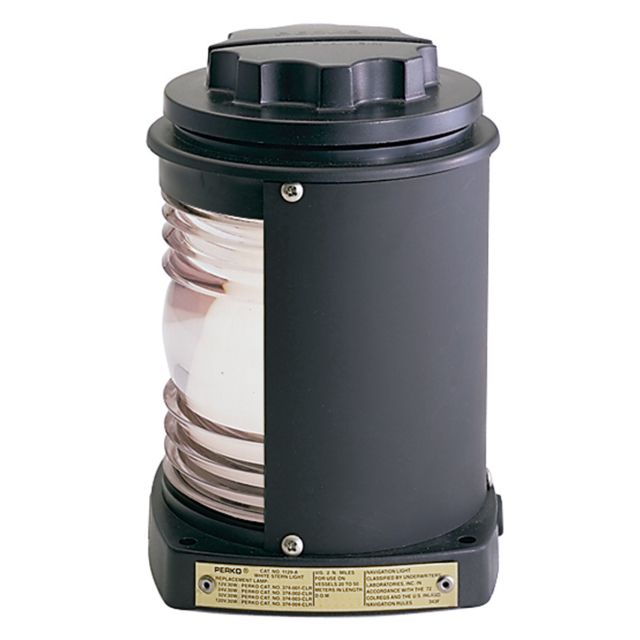 Perko Stern Light - Black Plastic White light with Gray Tinted Lens - Perko