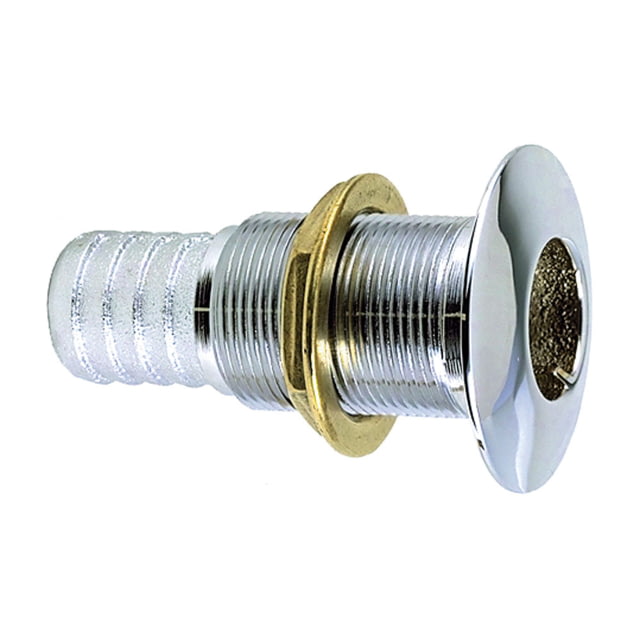 Perko Thru-Hull Fitting f/ Hose Chrome Plated Bronze MADE IN THE USA 3/4"
