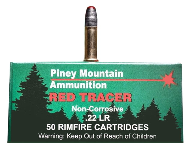 ernova Red Tracer Non Corrosive 22 LR 40 Grain Lead Round Nose Brass Cased Rimfire 50 Rounds Ammo
