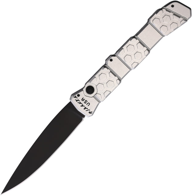 Piranha Knives Auto 21 Automatic Folding Knife 3.375in CPM S30V Black DLC Spear Point Blade Silver Aluminum Handle