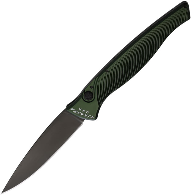 Piranha Knives Auto DNA Automatic Folding Knife 3.25in CPM S30V Blade Black Oxide OD Green Sculpted Aluminum Handle - Piranha Knives