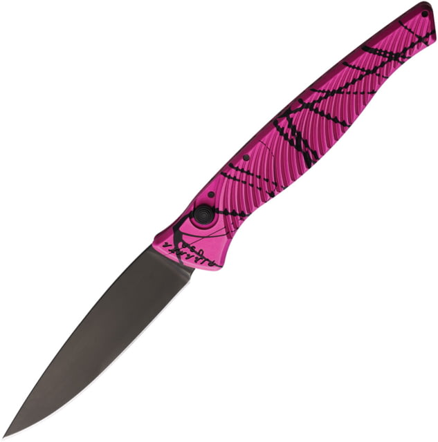 Piranha Knives Auto DNA Automatic Folding Knife 3.25in CPM S30V Blade Black DLC Black/pink Sculpted Aluminum Handle