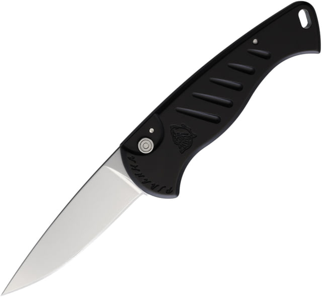 Piranha Knives Auto Fingerling Automatic Folding Knife 2.5in 154CM Plain Blade Satin Black Anodized Aluminum Handle