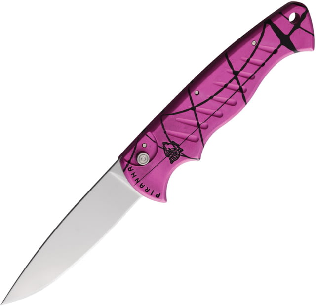 Piranha Knives Auto Pocket Knife Automatic Folding Knife 3.25in 154CM Mirror Finish Pink Camo Aluminum Handle - Piranha Knives