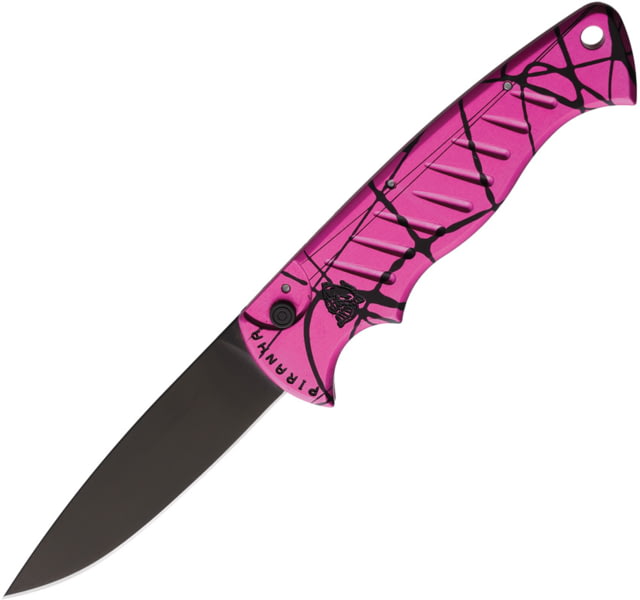 Piranha Knives Auto Pocket Knife Automatic Folding Knife 3.25in 154CM Black DLC Black/Pink Anodized Aluminum Handle