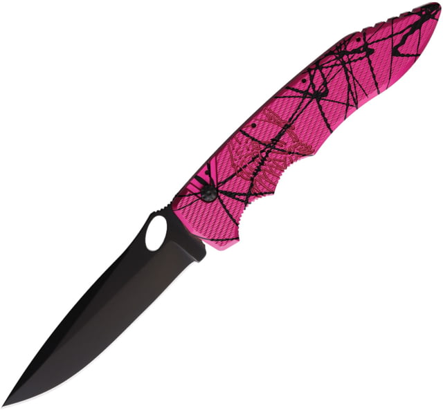 Piranha Knives Auto Predator Automatic Automatic Folding Knife 4in CPM S30V Black DLC Spear Point Blade Pink Camo Aluminum Handle