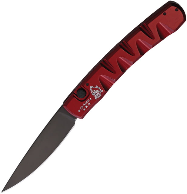 Piranha Knives Auto Virus Automatic Folding Knife 3.25in CPM S30V Black DLC Red Aluminum Handle