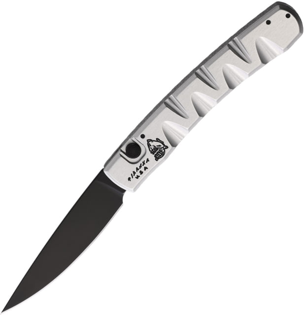 Piranha Knives Auto Virus Automatic Folding Knife 3.25in CPM S30V Black DLC Silver Sculpted Aluminum Handle