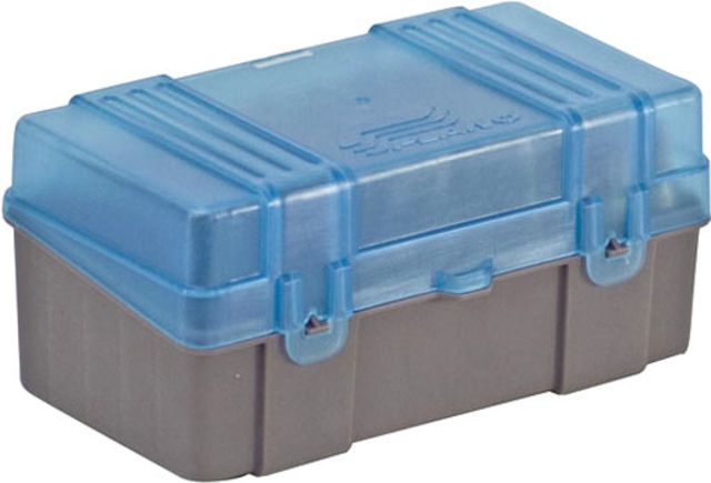 Plano 50 Count Rifle Ammo Case with Hinged Cover .22-50 Dark Gray/Transparent Blue