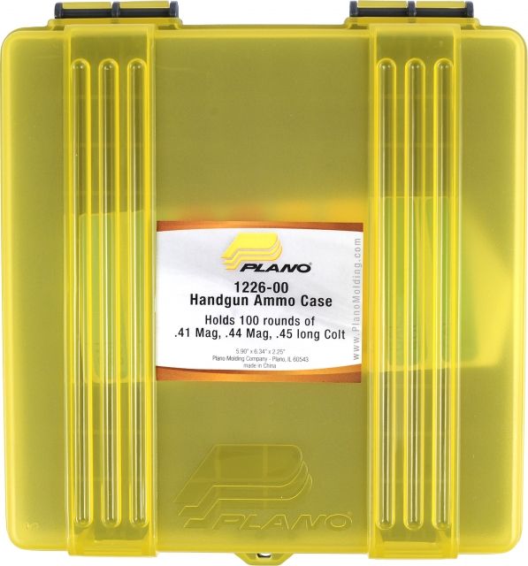 Plano Handgun Ammo Case with Hinged Cover .41 Magnum 100 count Dark Gray/Transparent Amber