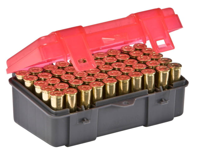 Plano Handgun Ammo Case with Hinged Cover .38 Special 50 Count Dark Gray/Transparent Rose