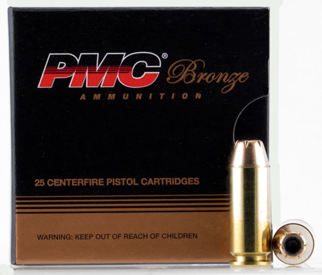 PMC Ammunition Bronze 10mm Auto 170 Grain Jacketed Hollow Point Brass Cased Pistol Ammo 25 Rounds  Ammunition Bronze 10mm Auto 170 Grain Jacketed Hollow Point Brass Cased Pistol 25 Rounds Ammo