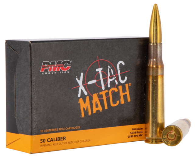  Ammunition Match .50 BMG 740 Grain Brass Solid Brass Cased Rifle 10 Rounds Ammo