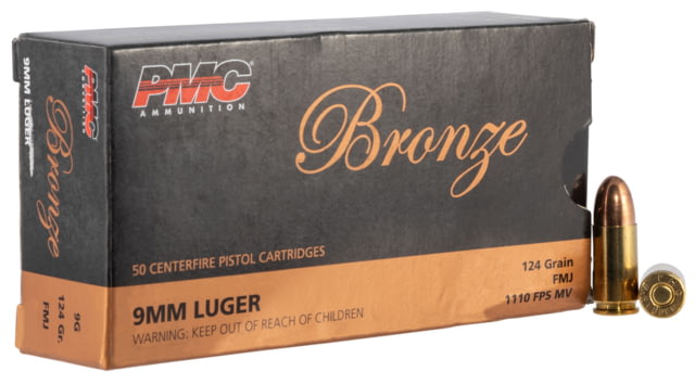  Bronze 9mm Luger 124 Grain Full Metal Jacket Centerfire Pistol 50 Rounds Ammo
