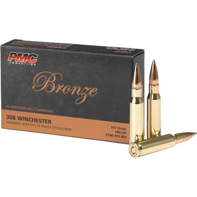  Ammunition Bronze .308 Winchester 147 Grain Full Metal Jacket Brass Centerfire Rifle 1000 Round Ammo