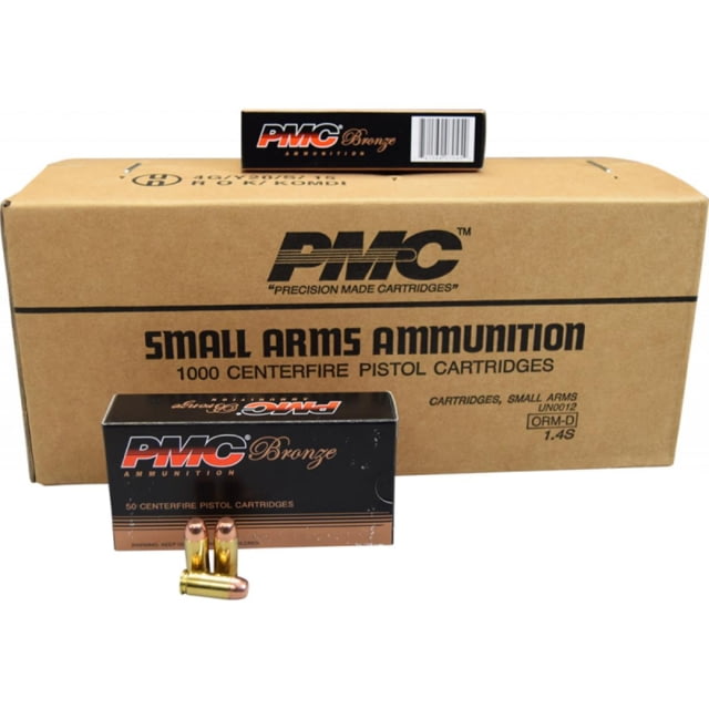 PMC Ammunition BRONZE 40 S&W 165 GR FMJ FP 1000 RD Case - Pmc Ammunition