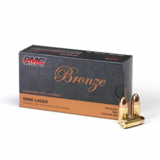  Ammunition Bronze Handgun Ammunition 9mm Luger 124 Gr FMJ 1110 Fps 1000/ct Ammo