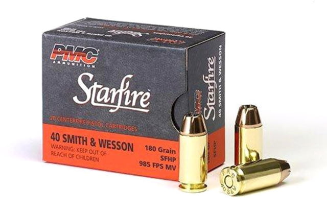 PMC Ammunition Gold Starfire .40 S&W 180 Grain SF Hollow Point Brass Cased Pistol Ammo 20 Rounds 40SFA - Pmc Ammunition