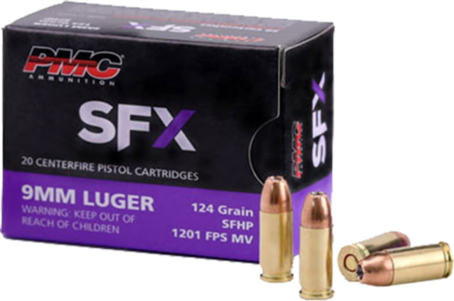  Ammunition Pmc 9mm Luger 124gr. Sfx-hollow Point 20-pack Ammo