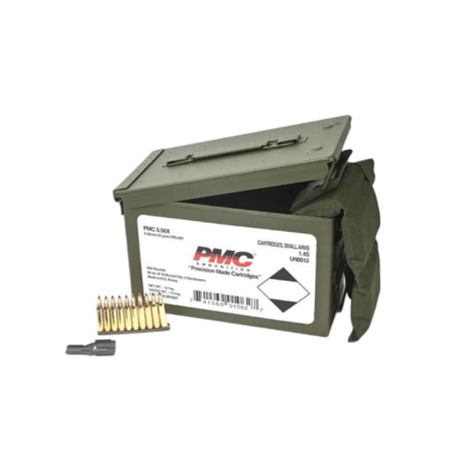  Ammunition PMC Rifle 5.56mm 55 Gr FMJ 3270 Fps 840/ct W/Bandoleer 840 Metal Box 2-Metal Boxes 1680/ct Total 2D435545 PM556 Ammo
