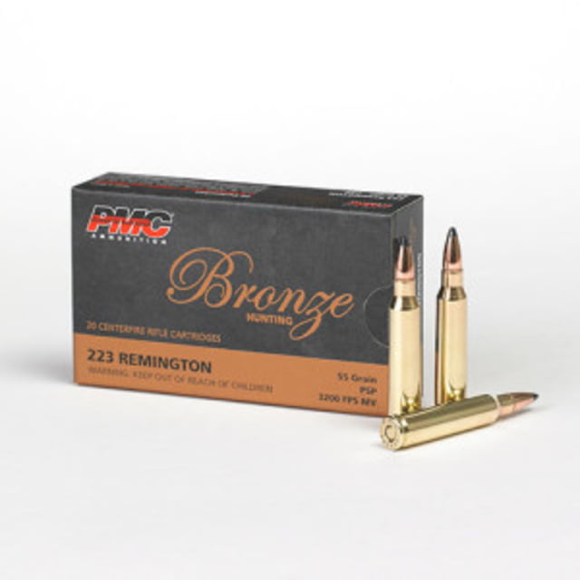  Bronze Ammunition .223 Remington 55 Grain Soft Point Brass Case 20-Rounds Ammo