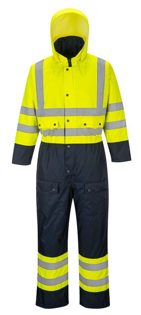Portwest Contrast Coverall Lined Yellow/Navy Small - Portwest