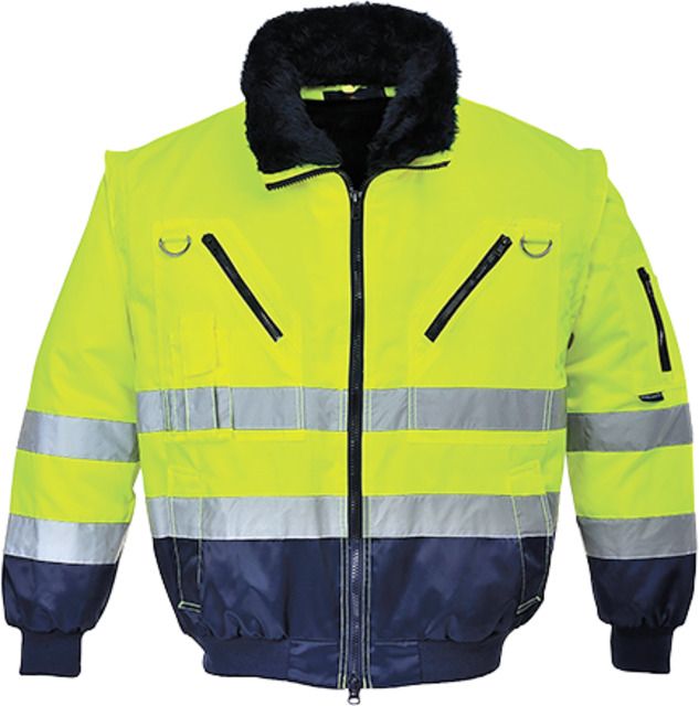 Portwest Hi-Vis 3in1 Pilot Jacket Yellow/Navy Medium - Portwest