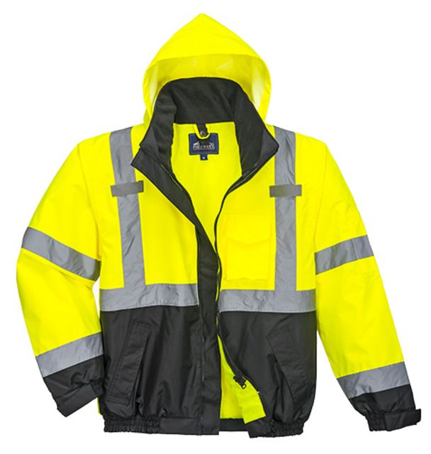 Portwest Hi-Vis 3in1 Premium Bomber Jacket Yellow/Black Small - Portwest