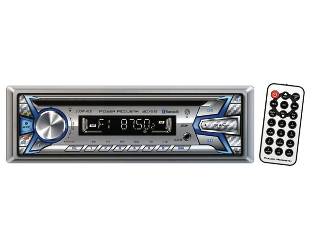 Power Acoustik Cd/Mp3 Receiver AM/FM USB Aux Bluetooth Silver - Power Acoustik