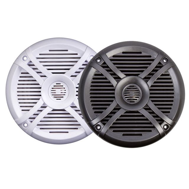 Power Acoustik Marine 6.5in Speakers - Pair 2 Way White and Titanium Grills - Power Acoustik