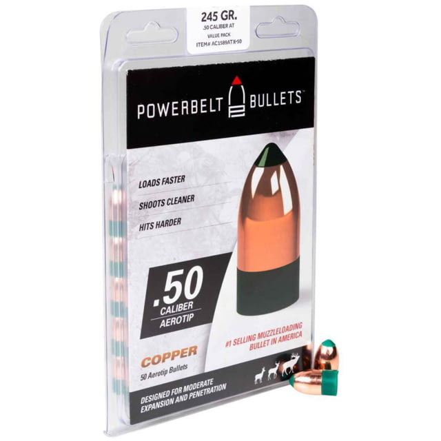 Powerbelt Bulk Pack .50 Cal Rifle Bullets 245 Grain AeroTip 50pk 1212596