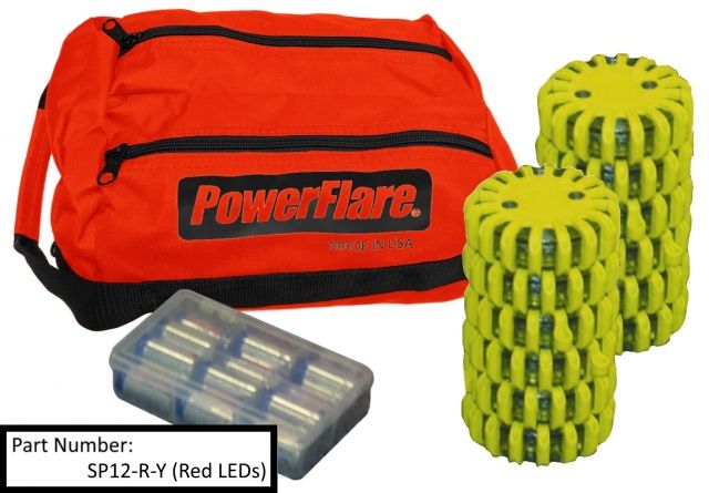 Powerflare 12-Pack PowerFlare Soft Pack, Magnetic, Green LEDs, Orange Shell, SP12M-G-O