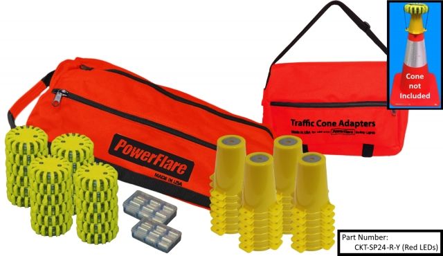 Powerflare 24-Position Cone Adapter Kit with 24-Pack Soft Pack of PowerFlare Lights Red LEDs Olive Drab Green Shell
